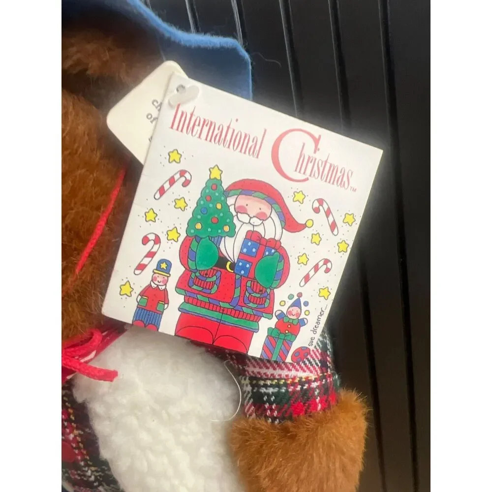 Vintage 1993 Christmas Cowboy Bear Plush Western Holiday Teddy Stuffed Animal